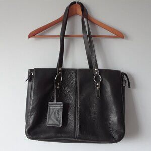 NWOT Buxton Black Leather Shoulder Laptop Bag